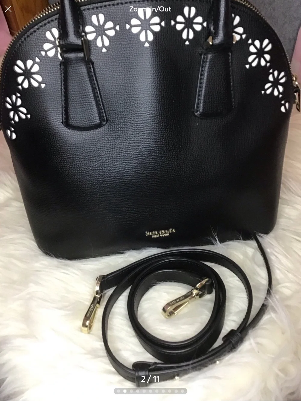 Kate spade Sylvia Lrg domed satchel perforated floral eyelet design